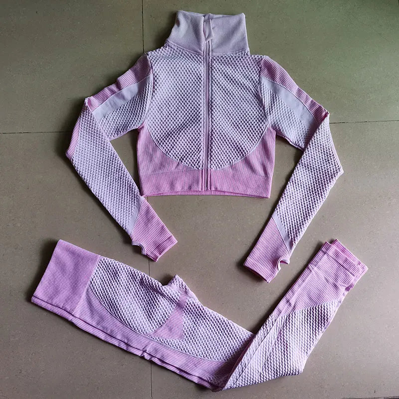 Women's 3-Piece Gym & Yoga Set – High-Waisted Leggings, Sports Bra & Zip Top