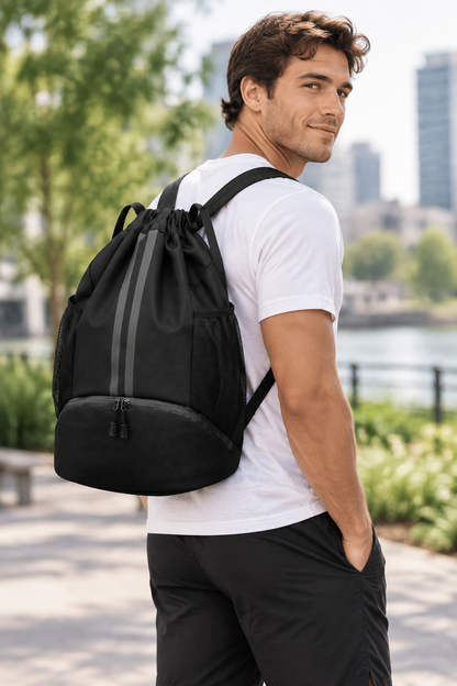 Drawstring Sports Backpack with Wet & Dry Storage | Gym & Swim