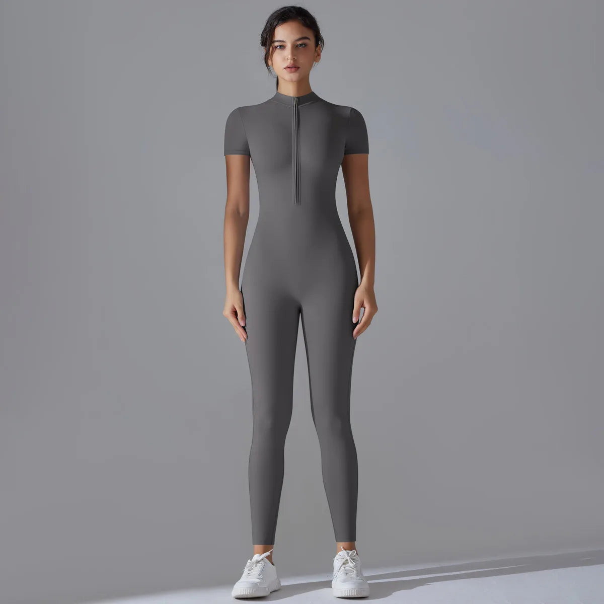 Women’s Zip-Up Fitness Jumpsuit – Sculpting Yoga & Gym Bodysuit