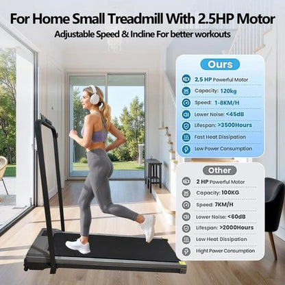 Treadmill Electric Walking Pad Foldable Running Smart Machine + Holder & Incline