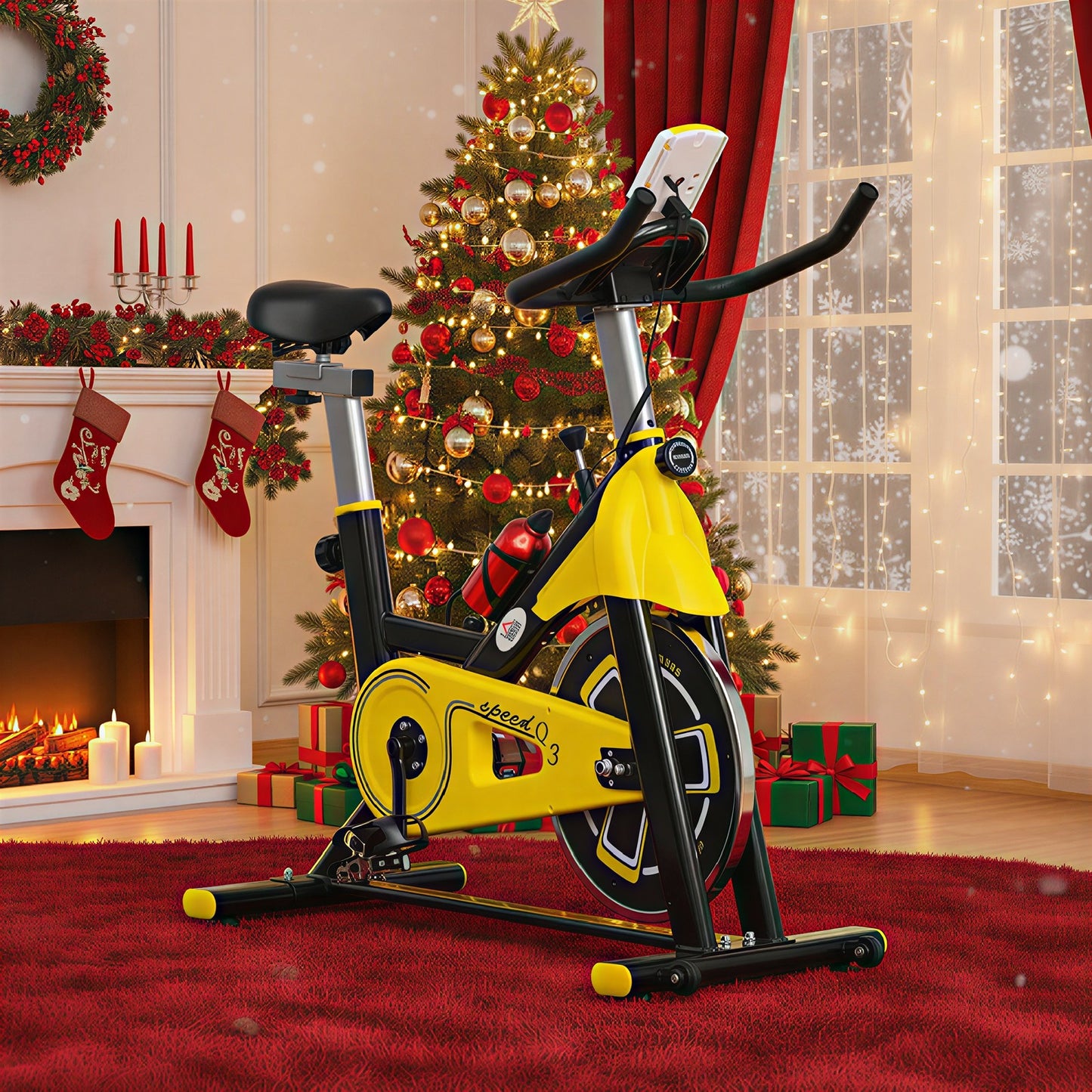 HOMCOM Exercise Bike W/ 6Kg Flywheel Belt Drive, Adjustable Resistance