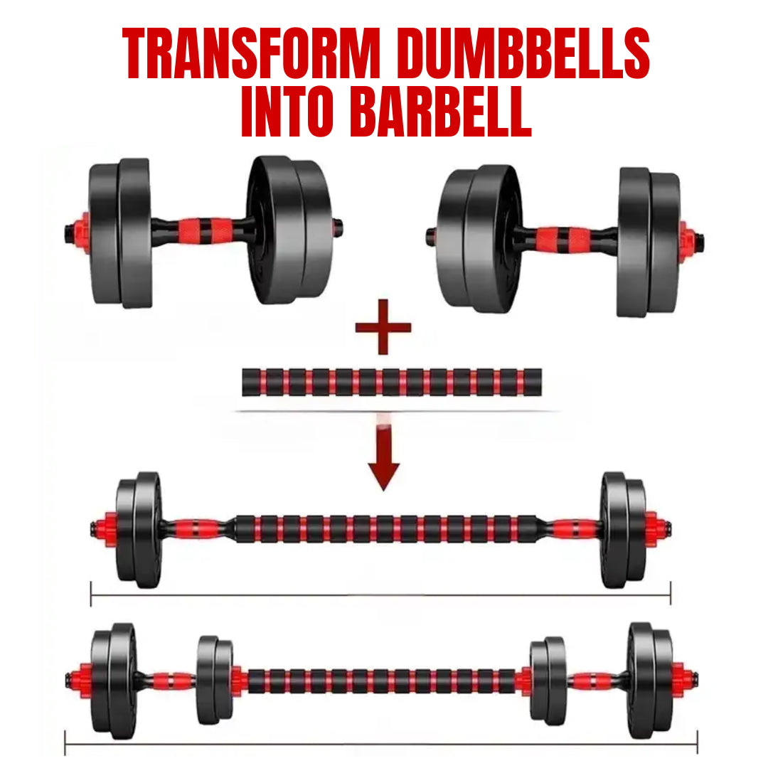 Exersci Adjustable Dumbbell Barbell Weights Set 20-40Kg with Kettlebell Option