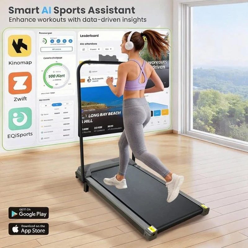 Treadmill Electric Walking Pad Foldable Running Smart Machine + Holder & Incline